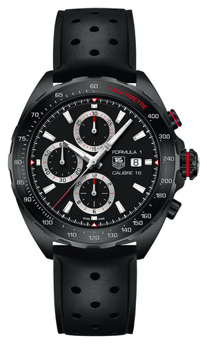  Shop Authentic Tag Heuer Formula 1 Automatic Chronograph Black Dial Black Leather Strap Watch for Men - CAZ2011.FT8024 - Luxxuri
