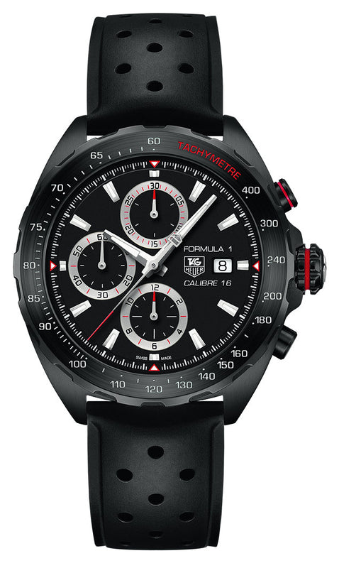 Shop Authentic Tag Heuer Formula 1 Automatic Chronograph Black Dial Black Leather Strap Watch for Men - CAZ2011.FT8024 - Luxxuri