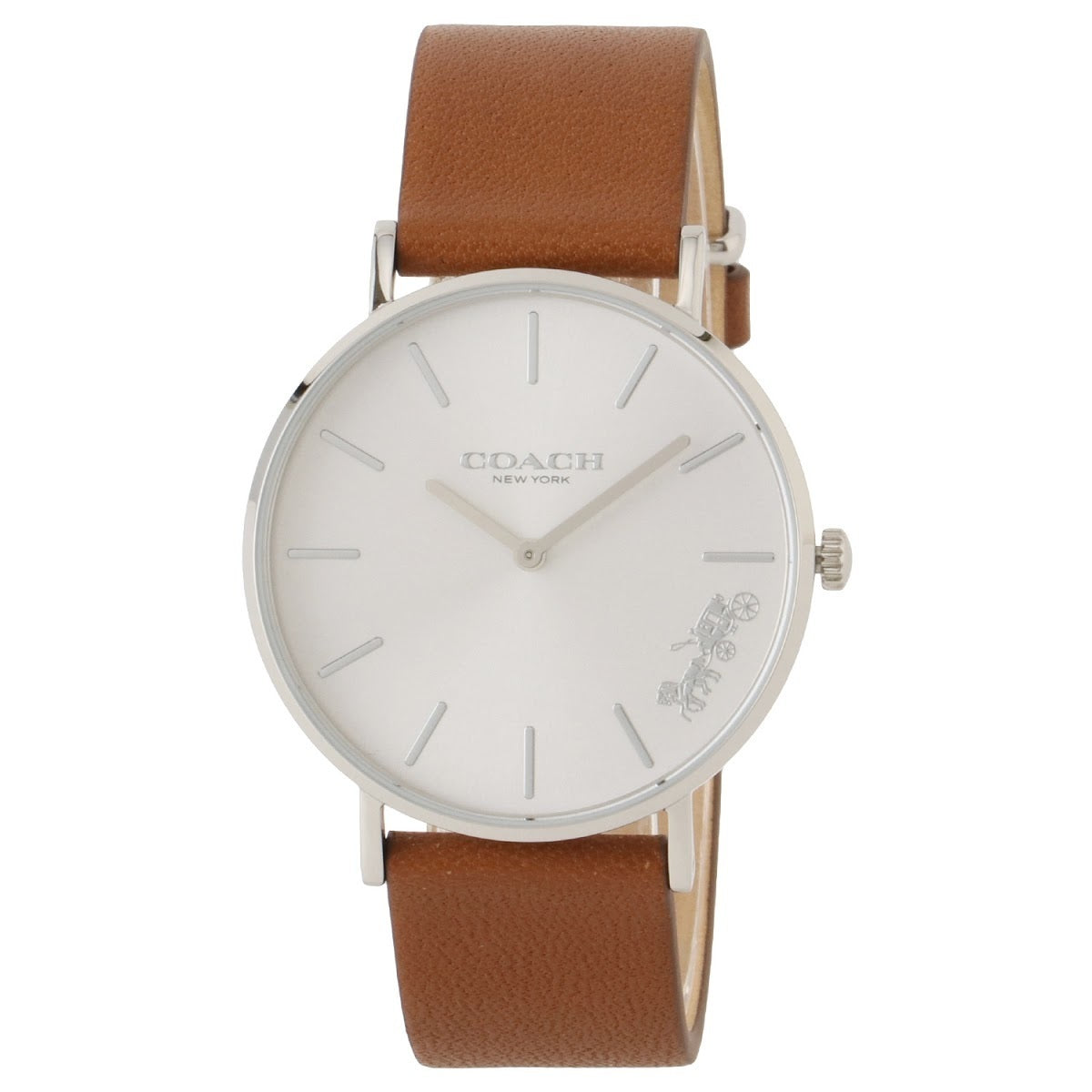 Coach Perry Silver Dial Brown Leather Strap Watch for Women - 14503120