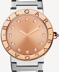  Shop Authentic Bvlgari Bvlgari Bvlgari Resort Limited Edition Diamonds Gold Dial Silver Steel Strap Watch for Women - BVLGARI103682 - Luxxuri