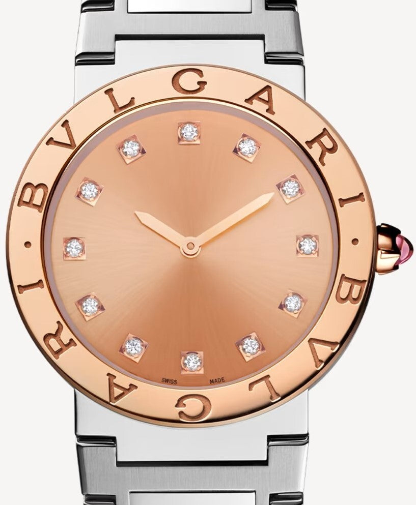  Shop Authentic Bvlgari Bvlgari Bvlgari Resort Limited Edition Diamonds Gold Dial Silver Steel Strap Watch for Women - BVLGARI103682 - Luxxuri
