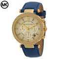  Shop Authentic Michael Kors Parker Gold Dial Blue Leather Strap Watch for Women - MK2280 - Luxxuri