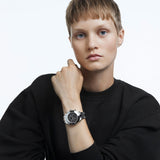  Shop Authentic Swarovski Octea Lux Sport Chronograph Black Dial Silver Steel Strap Watch for Women - 5610520 - Luxxuri