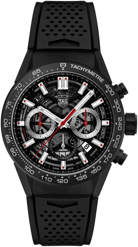  Shop Authentic Tag Heuer Carrera Chronograph Steel & Ceramic Black Dial Black Rubber Strap Watch for Men - CBG2090.FT6145 - Luxxuri