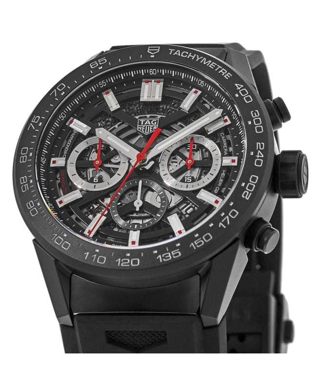  Shop Authentic Tag Heuer Carrera Chronograph Steel & Ceramic Black Dial Black Rubber Strap Watch for Men - CBG2090.FT6145 - Luxxuri