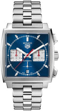  Shop Authentic Tag Heuer Monaco Automatic Chronograph Blue Dial Silver Steel Strap Watch for Men - CBL2111.BA0644 - Luxxuri