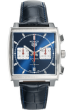  Shop Authentic Tag Heuer Monaco Automatic Chronograph Blue Dial Blue Leather Strap Watch for Men - CBL2111.FC6453 - Luxxuri