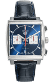  Shop Authentic Tag Heuer Monaco Automatic Chronograph Blue Dial Blue Leather Strap Watch for Men - CBL2111.FC6453 - Luxxuri