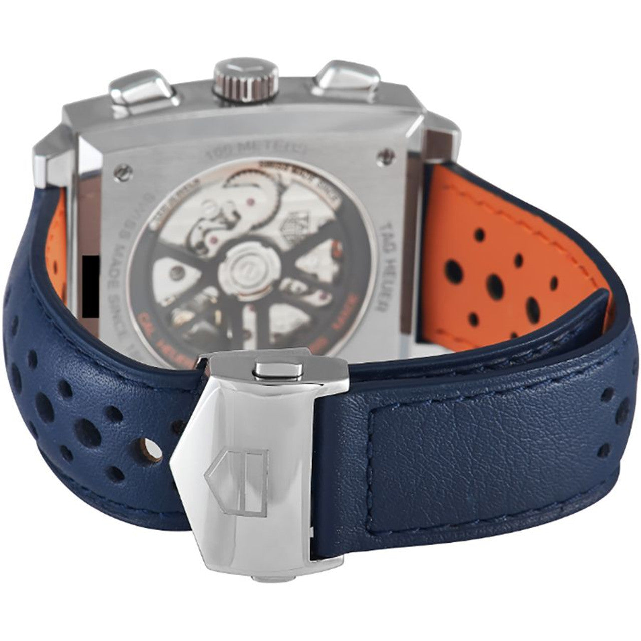  Shop Authentic Tag Heuer Monaco Gulf Automatic Chronograph Blue Dial Blue Leather Strap Watch for Men - CBL2115.FC6494 - Luxxuri