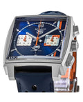  Shop Authentic Tag Heuer Monaco Gulf Automatic Chronograph Blue Dial Blue Leather Strap Watch for Men - CBL2115.FC6494 - Luxxuri