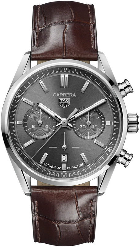  Shop Authentic Tag Heuer Carrera Chronograph Grey Dial Brown Leather Strap Watch for Men - CBN2012.FC6483 - Luxxuri
