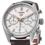  Shop Authentic Tag Heuer Carrera Chronograph White Dial Brown Leather Strap Watch for Men - CBN2013.FC6483 - Luxxuri