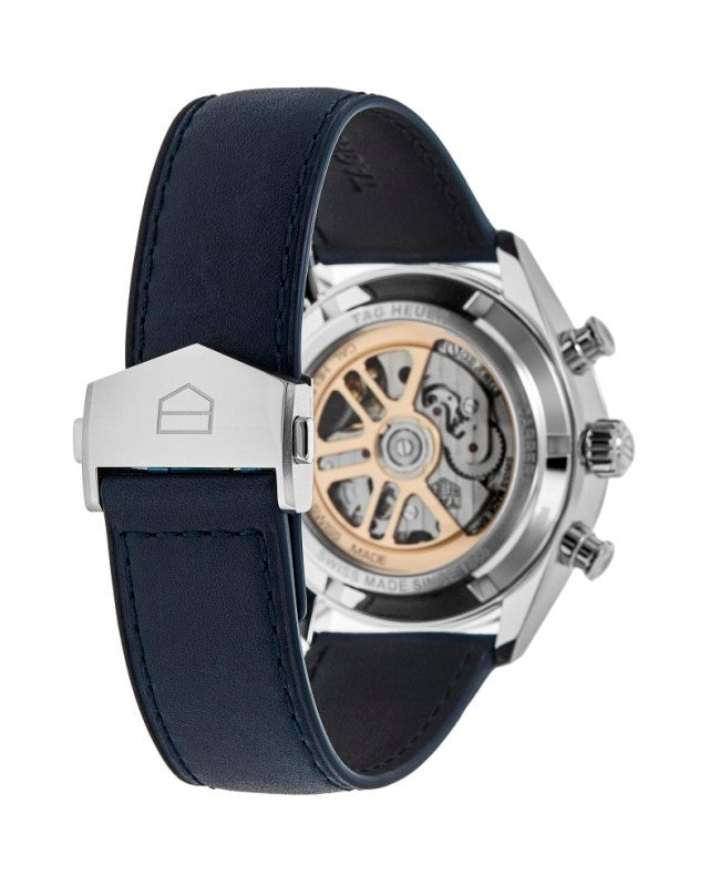  Shop Authentic Tag Heuer Carrera Chronograph Blue Dial Blue Leather Strap Watch for Men - CBN201D.FC6543 - Luxxuri