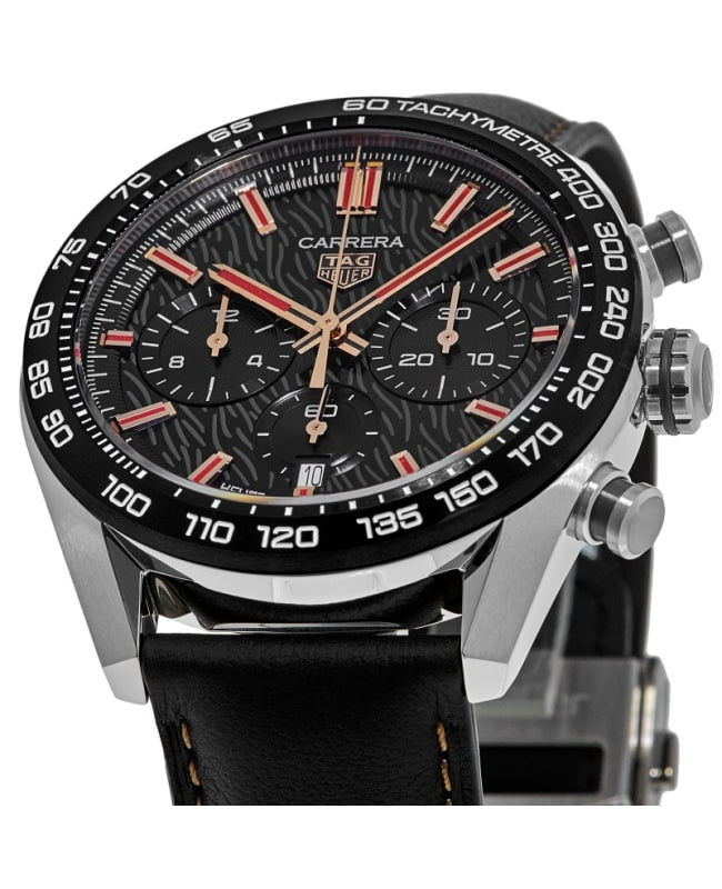 Shop Authentic Tag Heuer Carrera Year of The Rabbit Automatic Chronograph Black Dial Black Leather Strap Watch for Men - CBN2A1L.FC6521 - Luxxuri