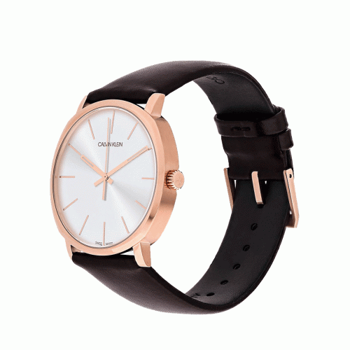  Shop Authentic Calvin Klein Posh Silver Dial Brown Leather Strap Watch for Men - K8Q316G6 - Luxxuri