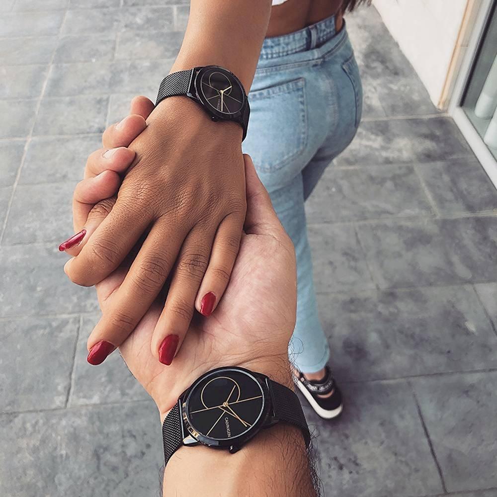  Shop Authentic Calvin Klein Minimal Black Dial Black Mesh Bracelet Watch for Women - K3M224X1 - Luxxuri