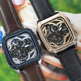  Shop Authentic Fossil Inscription Automatic Skeleton Blue Dial Brown Leather Strap Watch for Men - BQ2571 - Luxxuri