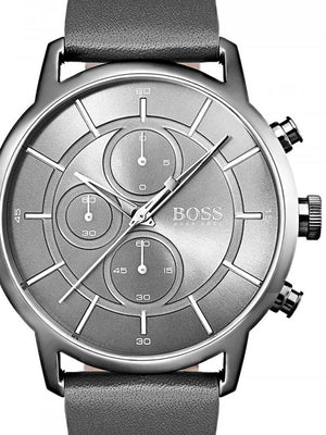  Shop Authentic Hugo Boss Architectural Grey Dial Grey Leather Strap Watch for Men - 1513570 - Luxxuri