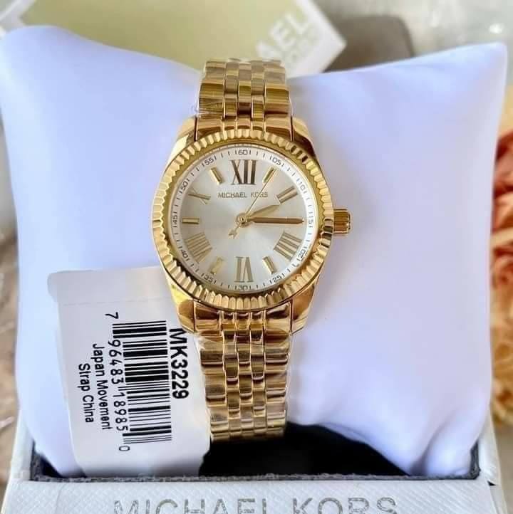  Shop Authentic Michael Kors Lexington Quartz Silver Dial Gold Steel Strap Watch For Women - MK3229 - Luxxuri