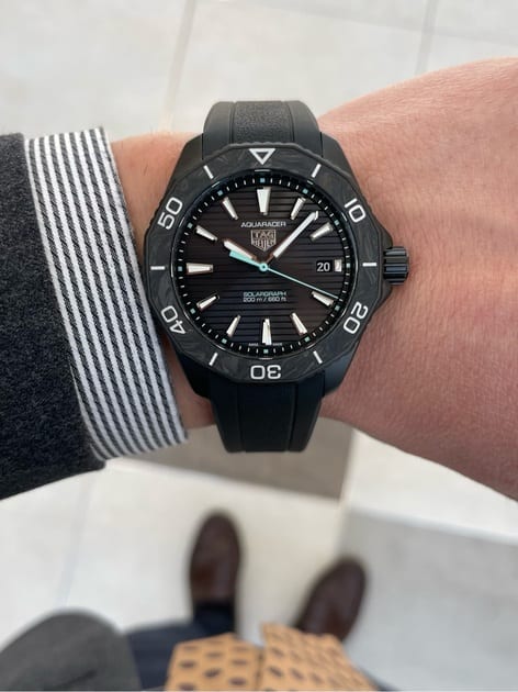  Shop Authentic Tag Heuer Aquaracer Professional 200 Solargraph Quartz Black Dial Black Rubber Strap Watch for Men - WBP1112.FT6199 - Luxxuri