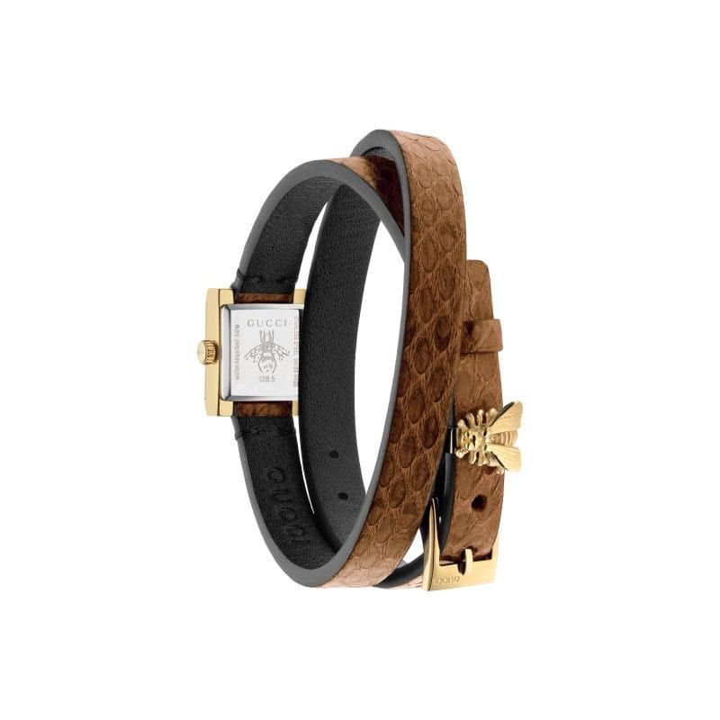  Shop Authentic Gucci G Frame White Dial Brown Leather Strap Watch For Women - YA128523 - Luxxuri