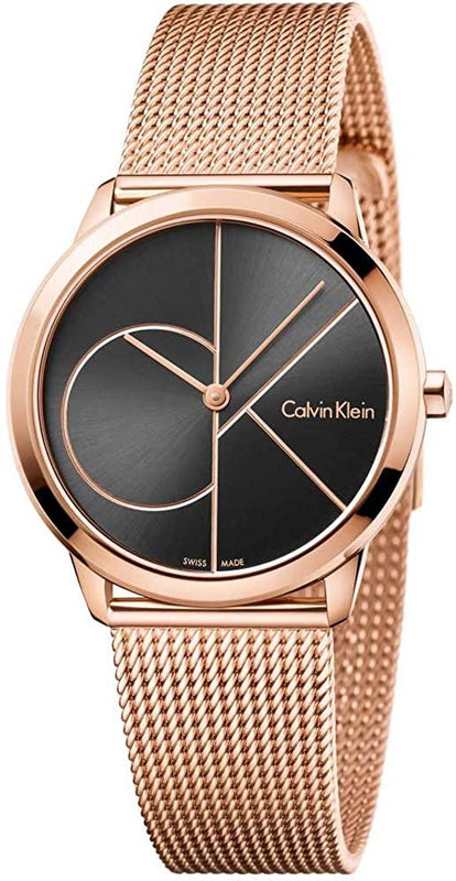  Shop Authentic Calvin Klein Minimal Black Dial Rose Gold Mesh Bracelet Watch for Men - K3M22621 - Luxxuri