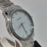  Shop Authentic Gucci G Timeless Mother of Pearl White Dial Silver Steel Strap Watch For Women - YA126444 - Luxxuri