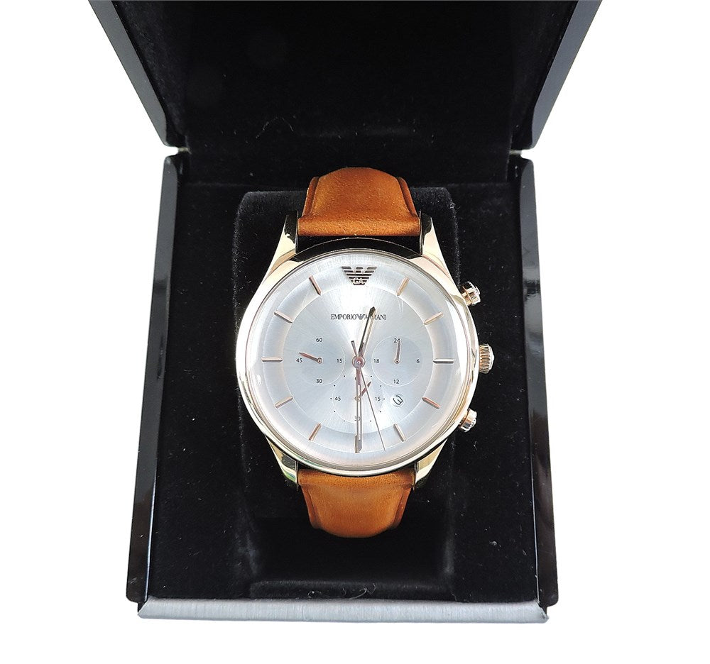  Shop Authentic Emporio Armani Quartz Silver Dial Brown Leather Strap Watch For Men - AR11043 - Luxxuri