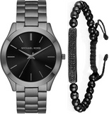  Shop Authentic Michael Kors Slim Runway Quartz Black Dial Grey Steel Strap Watch For Men - MK1044 - Luxxuri