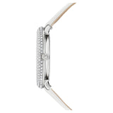  Shop Authentic Swarovski Crystal Frost Silver Dial White Leather Strap Watch for Women - 5484070 - Luxxuri