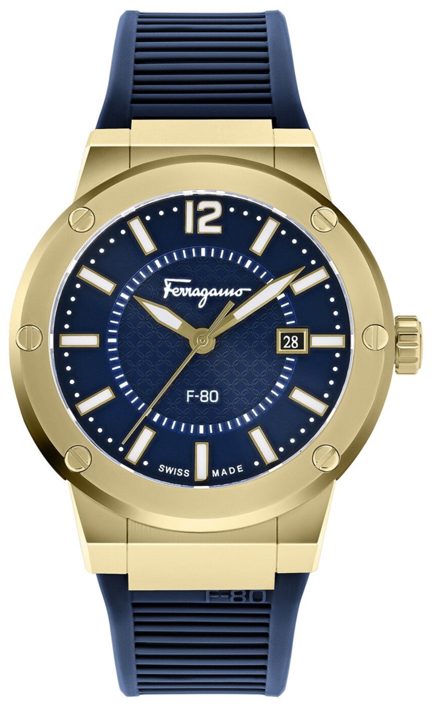  Shop Authentic Salvatore Ferragamo F-80 Classic Blue Dial Blue Rubber Strap Watch for Men - SFHY02822 - Luxxuri