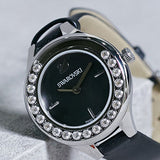  Shop Authentic Swarovski Lovely Crystals Mother of Pearl Black Dial Black Leather Strap Watch for Women - 5242898 - Luxxuri