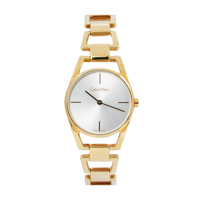  Shop Authentic Calvin Klein Dainty White Dial Gold Steel Strap Watch for Women - K7L23546 - Luxxuri