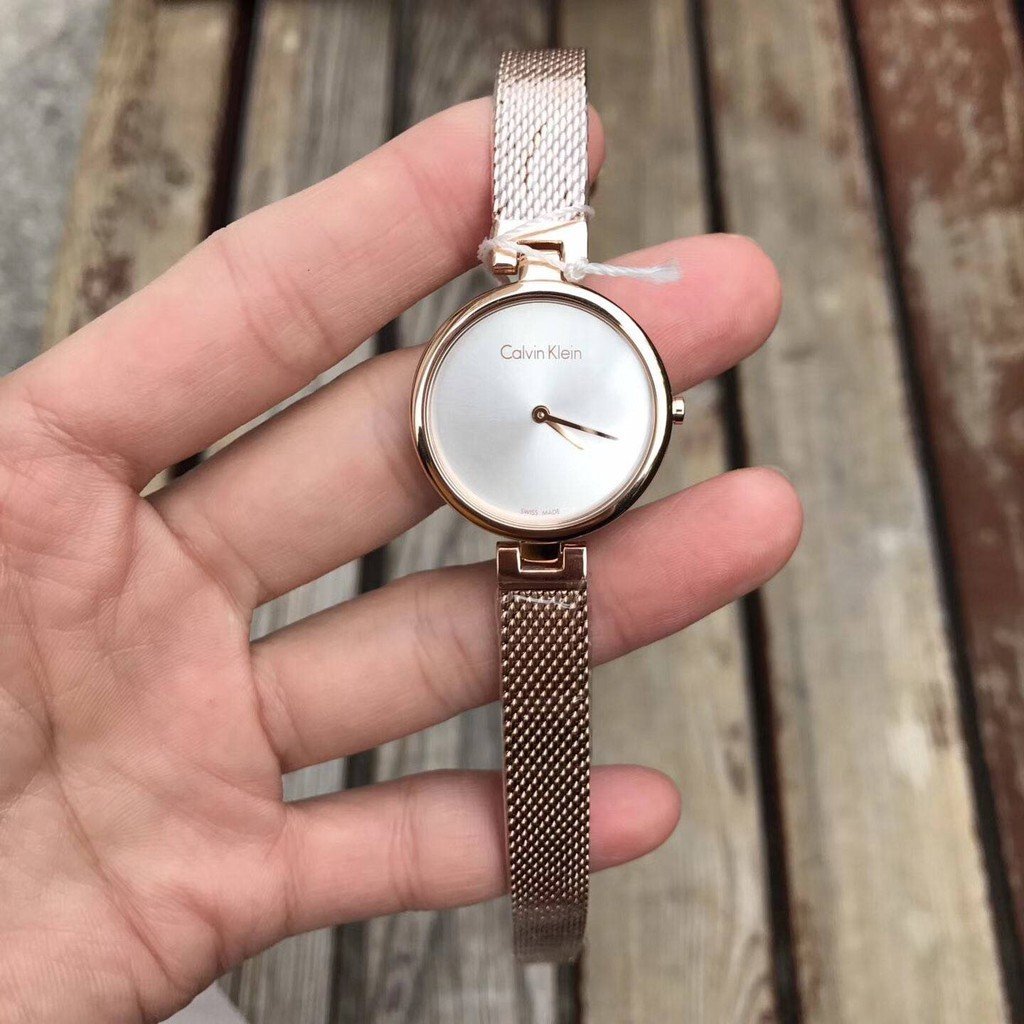  Shop Authentic Calvin Klein Authentic White Dial Silver Mesh Bracelet Watch for Women - K8G23126 - Luxxuri
