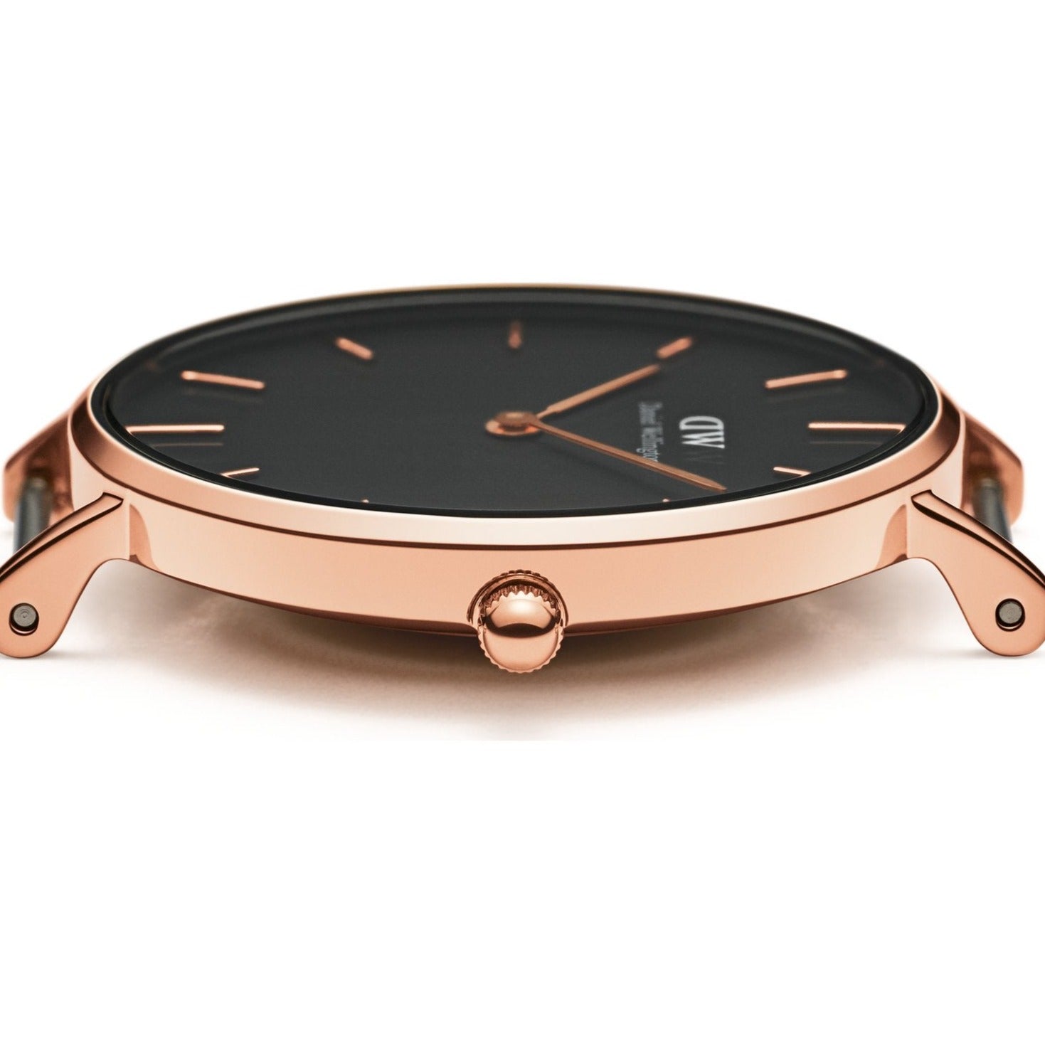 Daniel Wellington Classic Melrose Black Dial Rose Gold Mesh Bracelet Watch For Women - DW00100161