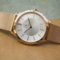  Shop Authentic Calvin Klein Minimal White Dial Rose Gold Mesh Bracelet Watch for Men - K3M21626 - Luxxuri
