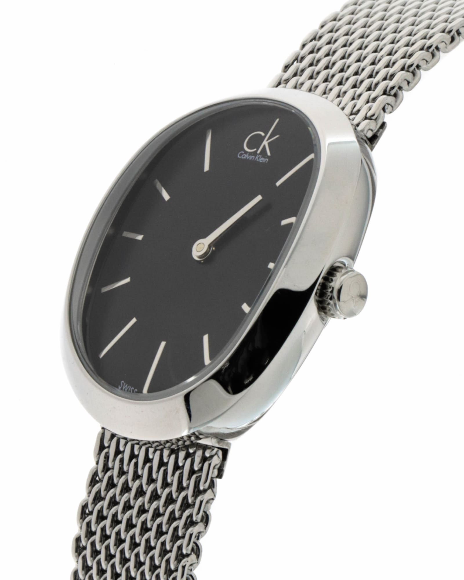  Shop Authentic Calvin Klein Incentive Black Dial Silver Mesh Bracelet Watch for Women - K3P23121 - Luxxuri