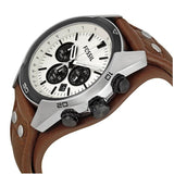  Shop Authentic Fossil Coachman Chronograph White Dial Brown Leather Strap Watch for Men - CH2890 - Luxxuri