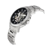  Shop Authentic Fossil Grant Automatic Skeleton Black Dial Silver Steel Strap Watch for Men - ME3103 - Luxxuri
