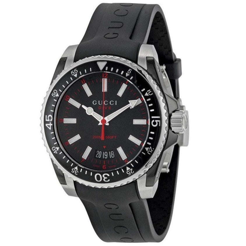  Shop Authentic Gucci Dive Quartz Black Dial Black Rubber Strap Watch For Men - YA136303 - Luxxuri
