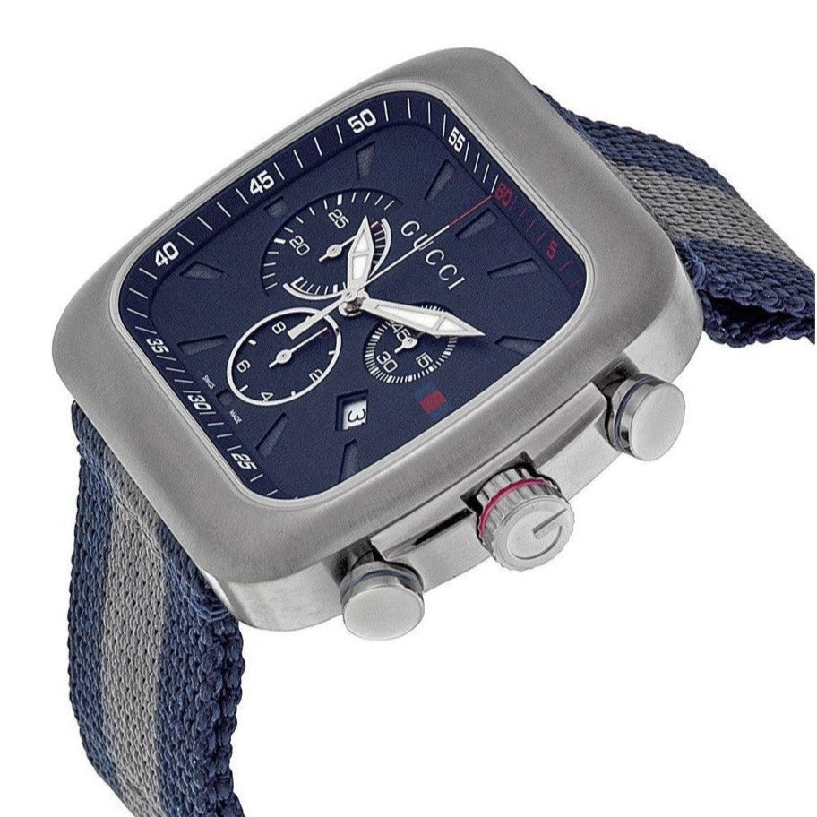  Shop Authentic Gucci Coupe Chronograph Blue Dial Two Tone NATO Strap Watch for Men - YA131203 - Luxxuri