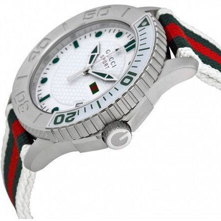  Shop Authentic Gucci G Timeless White Dial Two Tone Nylon Strap Watch For Men - YA126231 - Luxxuri