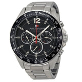  Shop Authentic Tommy Hilfiger Luke Chronograph Black Dial Silver Steel Strap Watch for Men - 1791104 - Luxxuri