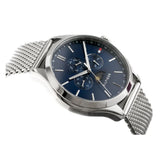  Shop Authentic Tommy Hilfiger Oliver Quartz Blue Dial Silver Mesh Bracelet Watch for Men - 1791302 - Luxxuri