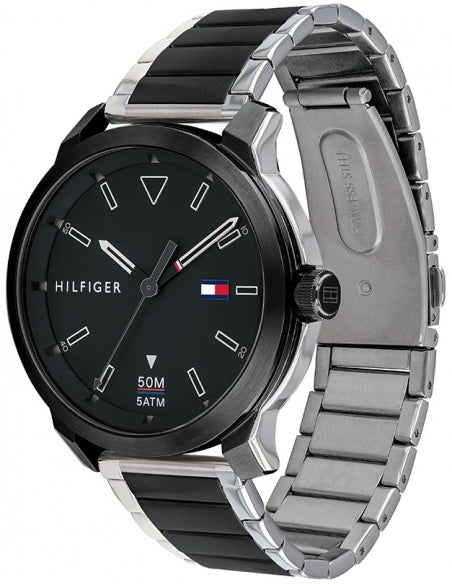  Shop Authentic Tommy Hilfiger Sneaker Quartz Black Dial Two Tone Steel Strap Watch for Men - 1791619 - Luxxuri