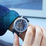  Shop Authentic Emporio Armani Luigi Chronograph Blue Dial Black Leather Strap Watch For Men - AR60011 - Luxxuri