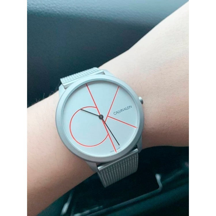  Shop Authentic Calvin Klein Minimal White Dial Silver Mesh Bracelet Watch for Men - K3M51152 - Luxxuri