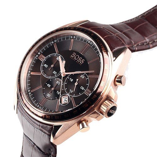  Shop Authentic Hugo Boss Grand Prix Brown Dial Brown Leather Strap Watch for Men - 1513605 - Luxxuri