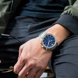  Shop Authentic Emporio Armani Mario Chronograph Blue Dial Silver Steel Strap Watch For Men - AR11306 - Luxxuri