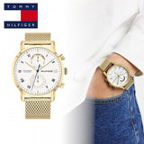  Shop Authentic Tommy Hilfiger Kane White Dial Gold Mesh Bracelet Watch for Men - 1710403 - Luxxuri
